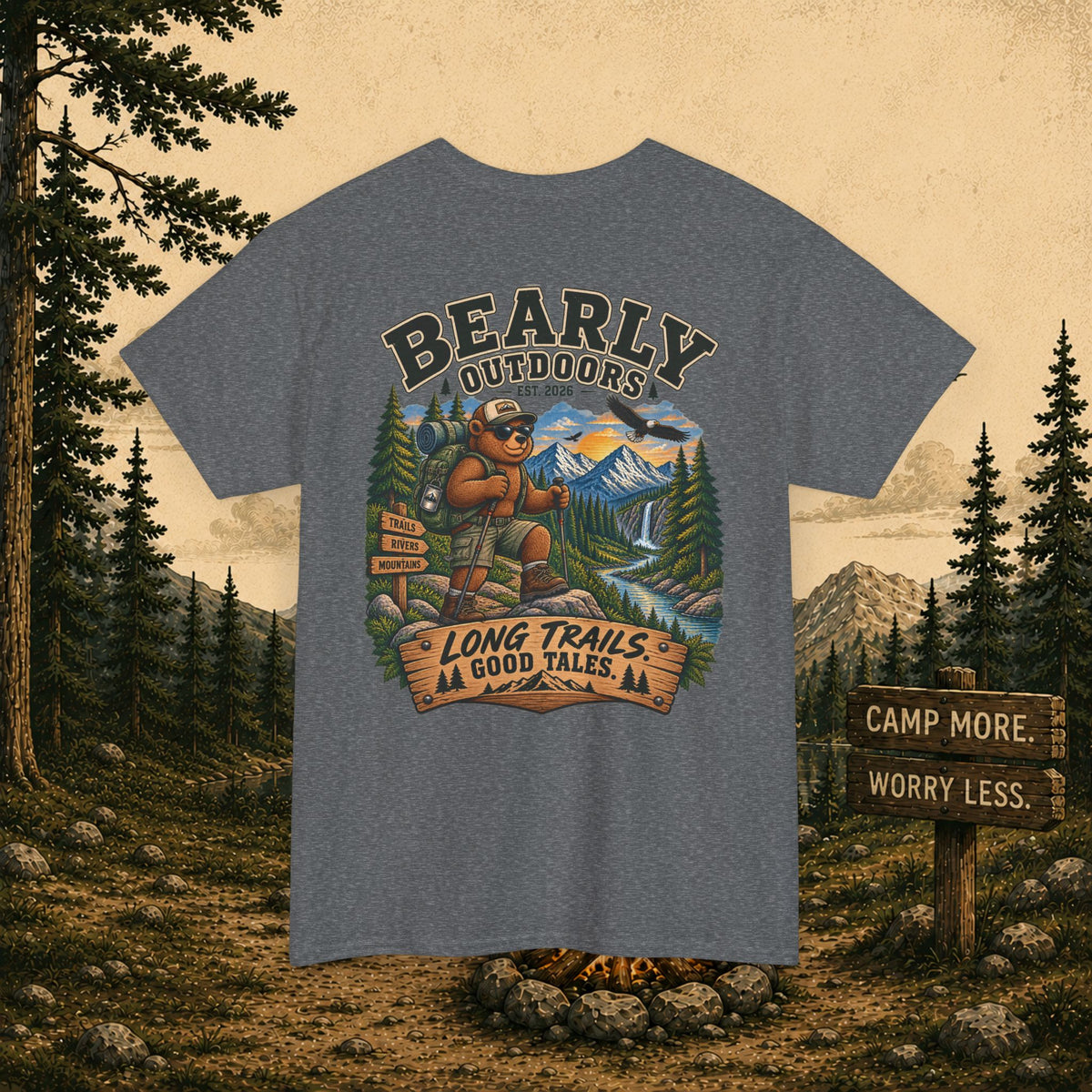 Long Trails, Good Tales Hiking Tee